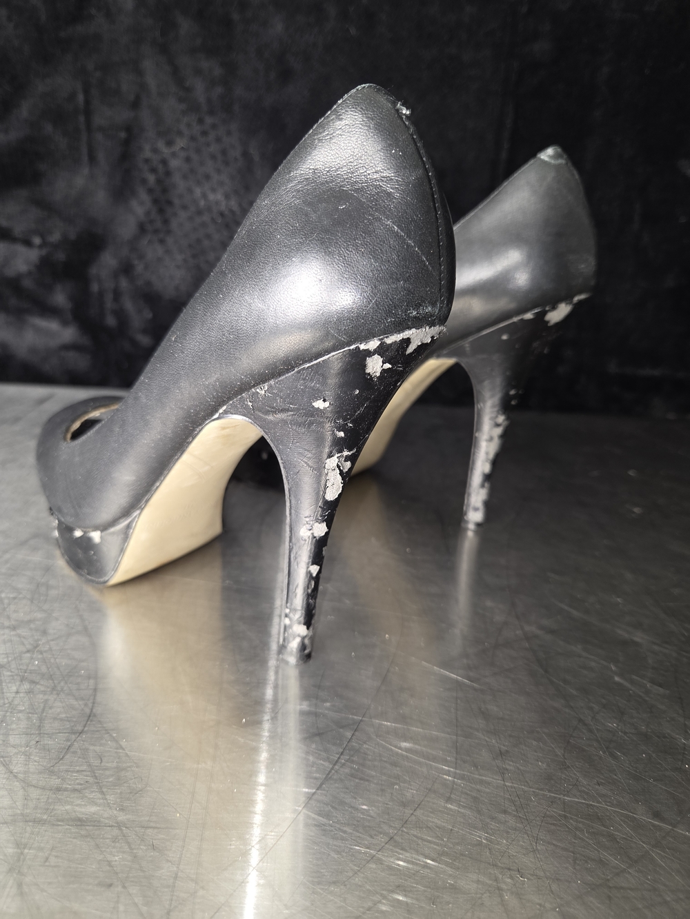 Enzo Angiolini Black Peep-Toe Pumps - Picture 3 of 6